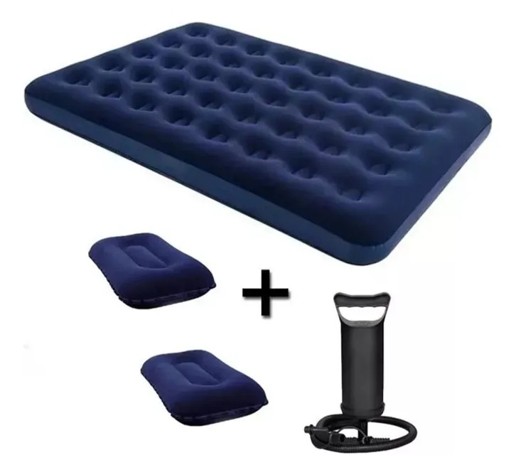 Colchón Inflable 2 Plazas + Inflador + 2 Almohadas Bestway