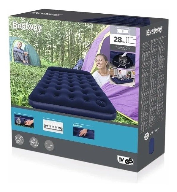 Colchón Inflable con Bomba De Pie Y Almohada Incorporada Bestway