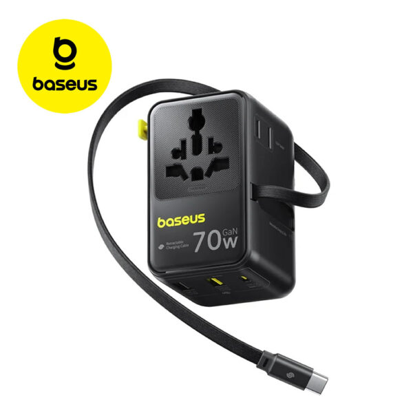 Cargador/Adaptador de Viaje Baseus Enercore CG11 70W 6-1 USB-C PD y Cable Retráctil