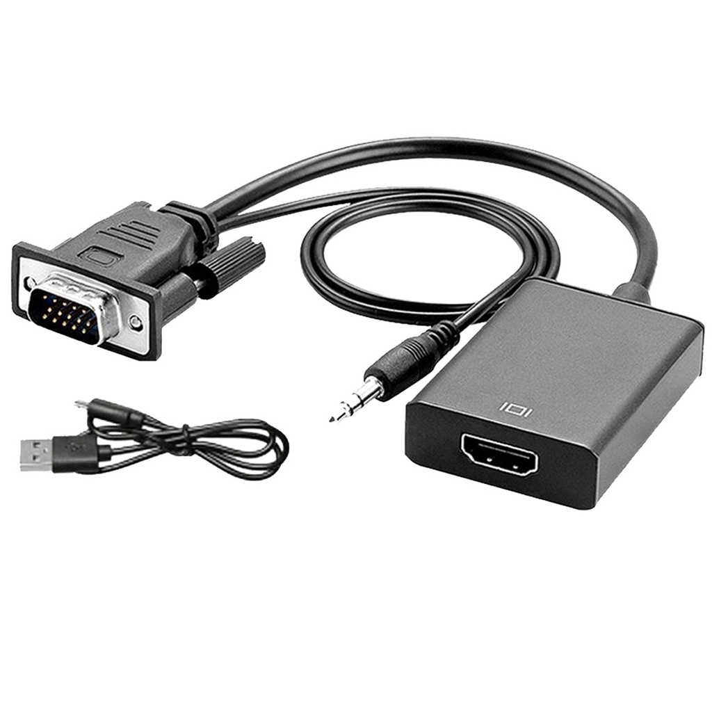 Cable Adaptador de VGA Macho a HDMI Hembra con Audio y Cable USB