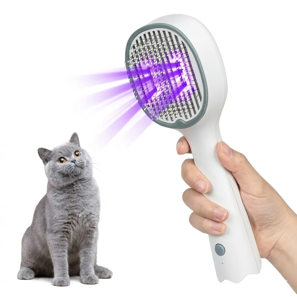 Cepillo Removedor De Pelo Con Luz Esterilizador Para Mascota