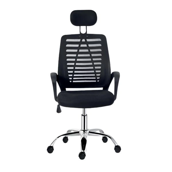 [12-02-072] Silla Ergonómica con apoya cabeza Mesh Negra