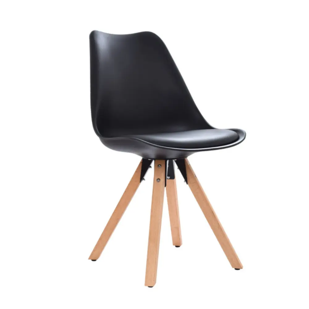 Silla Eames Tulip acolchada negra