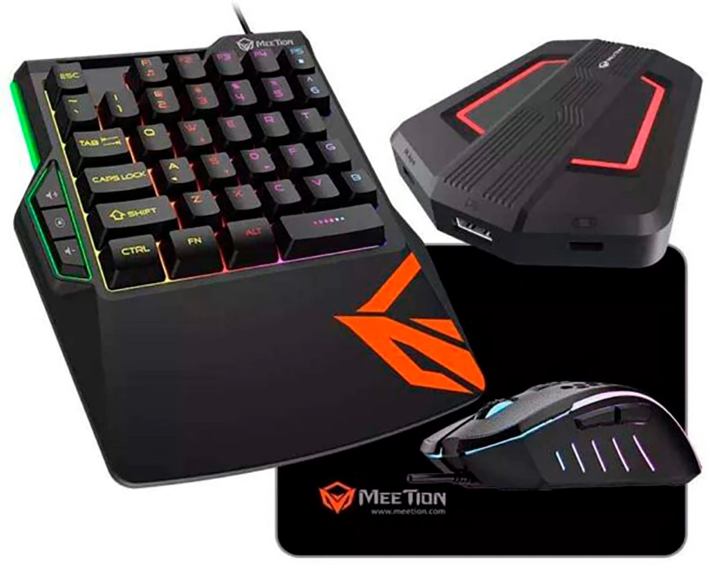 Combo Gamer 4en1 MT-CO015 Teclado Single Hand Mouse Convertidor de consola pad Meetion