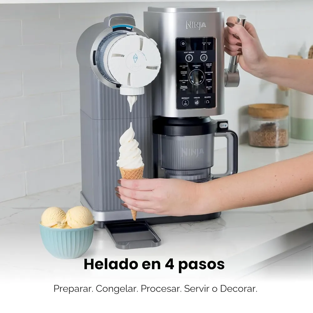 Máquina de Helado Soft Frozen Yogurt Milkshakes Ninja CREAMi Scoop Swirl 13-1 NC701