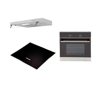 Combo Cocina De Inducción Challenger Incluye Campana Extractora Cx4300 Y Horno He2502 Color Negro Con Gris