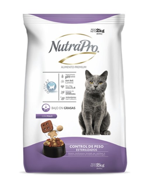 Alimento Nutrapro Gatos Adultos Esterilizados Control Peso 2 Kg