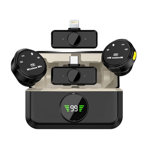 [Microfono Inalambrico Doble Lightning + USB-C AI Noise Q9] Microfono Inalambrico Doble Lightning + USB-C AI Noise Q9