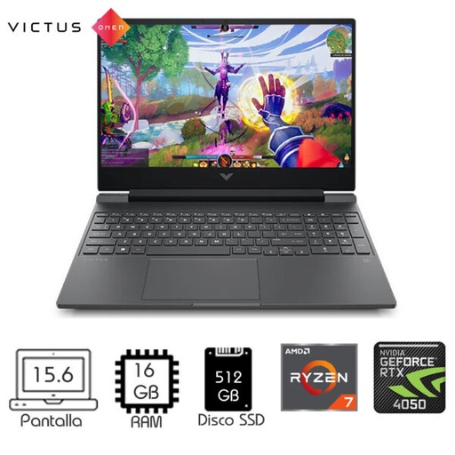 [Laptop Gaming HP Victus AMD Ryzen 7 7445HS 16GB 512GB 4050 15.6-144Hz] Laptop Gaming HP Victus AMD Ryzen 7 7445HS 16GB 512GB 4050 15.6-144Hz