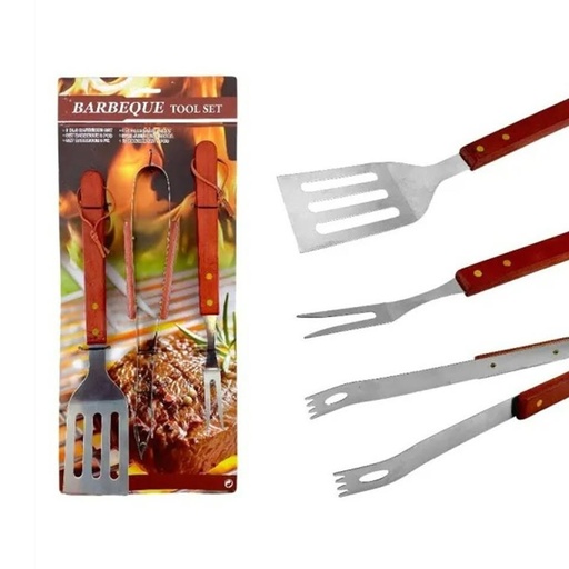 [30785] Set Parrillero 3 Piezas Parrilla Asador BBQ