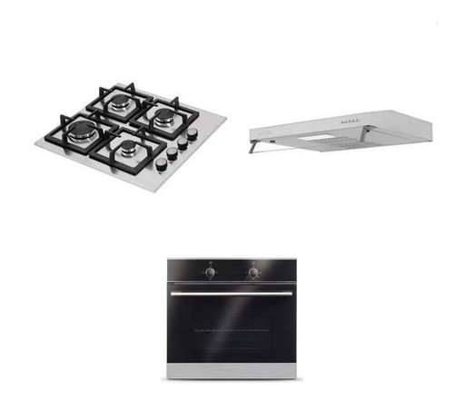 [40094] Combo Cocina A Gas Challenger 4 Quemadores Incluye Horno He2750 Y Campana Extractora Cx4300 Color Negro Con Gris