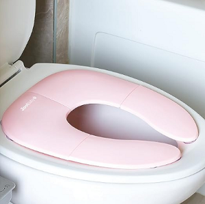 [usa_asientoplegablerosado] Asiento de baño plegable para viaje para niños - ventosas antideslizantes - color rosado