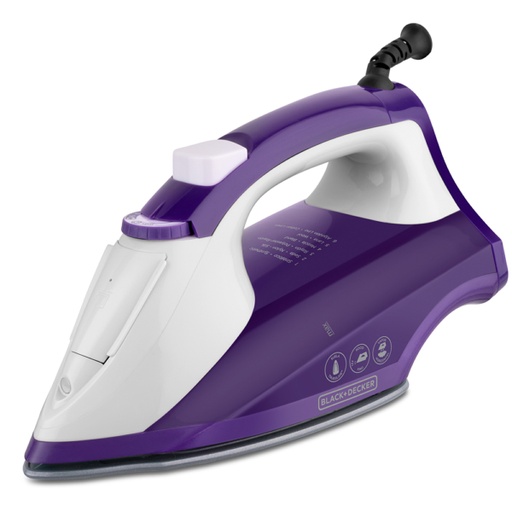 [BD-IR1840] Plancha de ropa black decker ligth easy 1200W suela antiadherente trueglide smartsteam blanco-morado