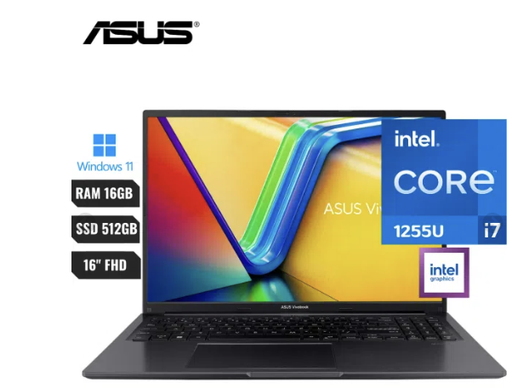 [008347] Laptop Asus Vivobook 16 Intel Core I7 1255u (12va) Ram 16gb Ddr4 Ssd 512gb 16″ Fhd (1920×1080)