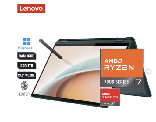 [008146] Laptop Lenovo Yoga 6 2-in-1 Amd Ryzen 7 7730u (7th) 16gb Ram 1tb Pcie Ssd 13.3” Wuxga Ips *touch*