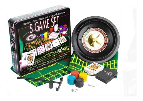 [2019101512754] Juego De Poker 5 En 1 De 500 Pcs Con Ruleta Caja De Metal